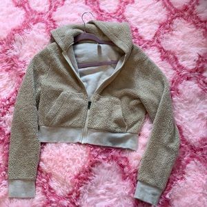 Cropped taupe American apparel hoodie